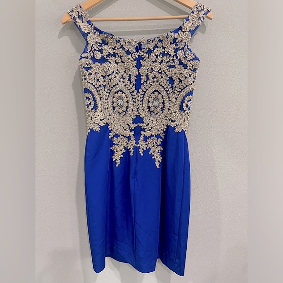 Midnight Blue Beaded Formal Dress (4) - Picture 7 of 14